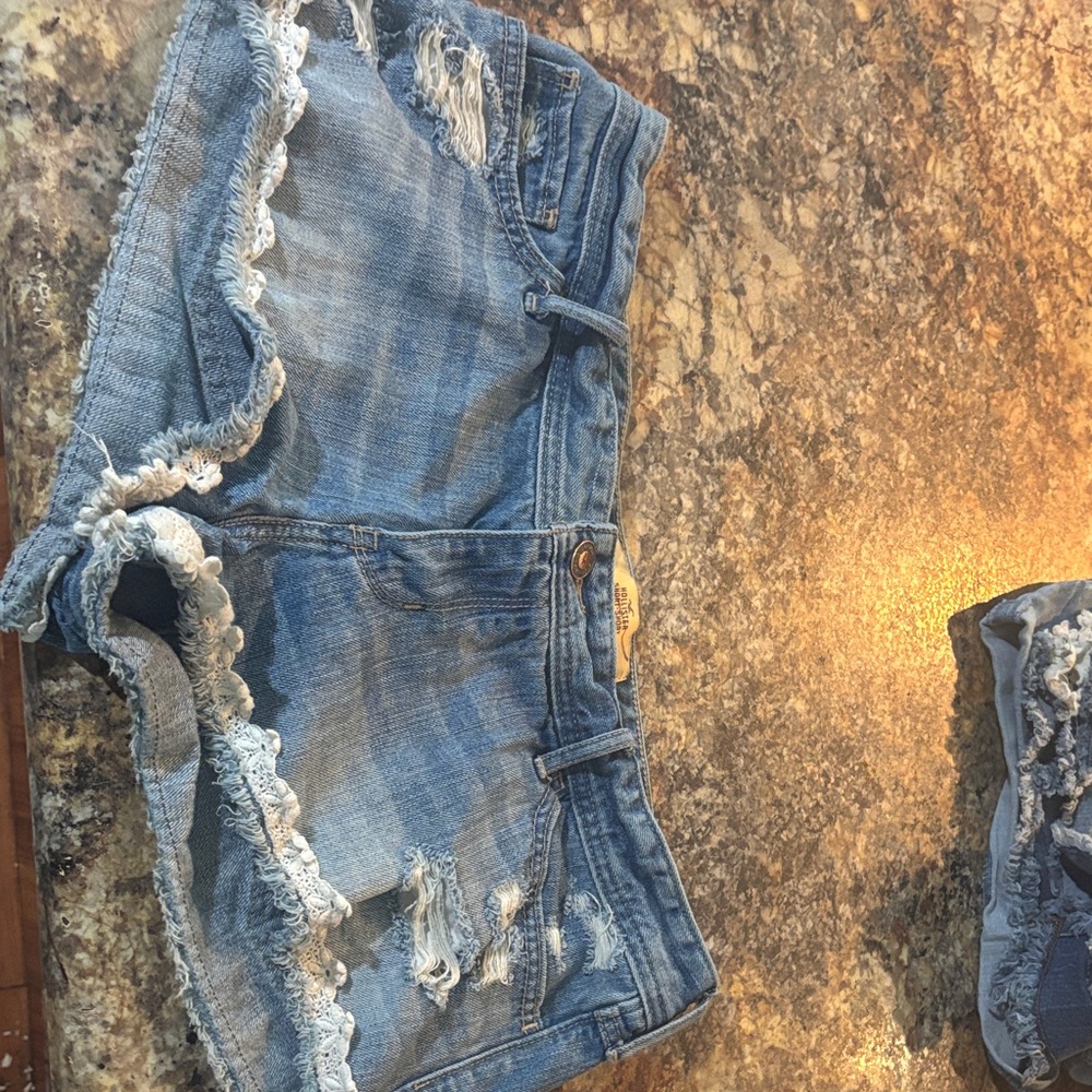 Hollister Blue Jean Shorts with Lace Detail